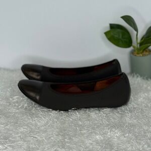 Donald J Pliner Couture Women Brown Leather Cap Toe Ballet Flat Shoes Size 6.5 M